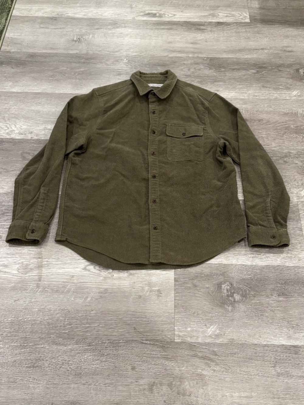 Outerknown Blanket Button Up Shirt Mens L Green Organic Cotton Heavyweight Knit